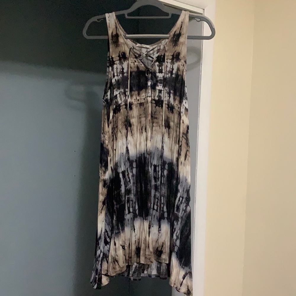 Grey tan black and white ty dye dress
